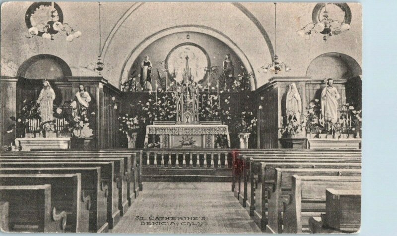 St. Catherine's Benicia Church Altar California Postcard