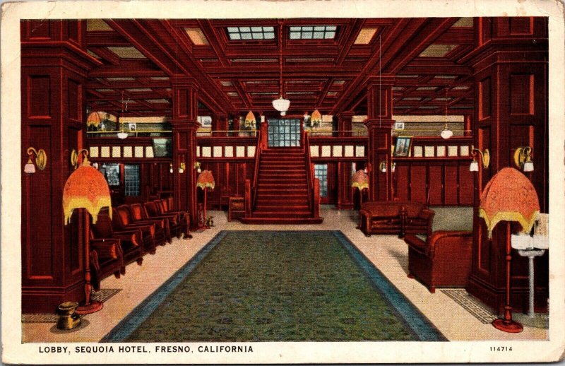 Postcard Lobby of Sequoia Hotel in Fresno, California