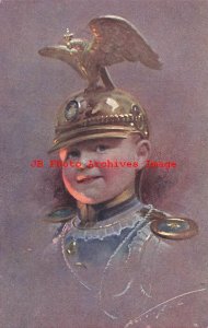 Ludwig Knoefel, Munk No 955-3, Illuminated,Boy with German Military Eagle Helmet 