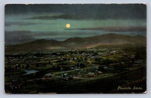 J96/ Pocatello Idaho Postcard c1910 Birdseye Homes Stores Night 266