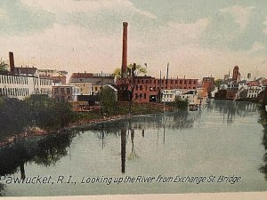 Postcard  Early View, looking up the River from Exchange St. in Pawtucket, RI T5