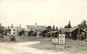 c1950 RPPC Roadside Postcard Hitchin Post Motel Cabins Searsport ME Waldo County