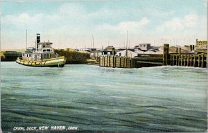 Canal Dock New Haven CT Boat SL & Co Postcard G74