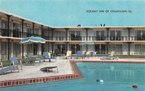 CHAMPAIGN, IL Illinois       HOLIDAY INN~Pool View      Roadside Chrome Postcard