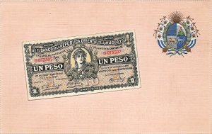 Uruguay South America Paper Money Un Peso Embossed Postcard