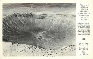 Frashers RPPC X-8089 Air View of Meteor Crater Route 66 Showing Abandoned Works