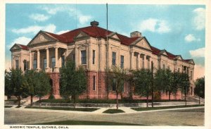 Vintage Postcard 1920's Masonic Temple Guthrie Oklahoma OK