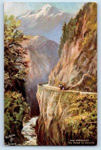 France Postcard The Pyrenees Road to Laruns c1910 Unposted Oilette Tuck Art