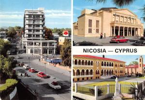 Nicosia Cyprus Theatre Metaxas Square Church Vintage Postcard (J25849)