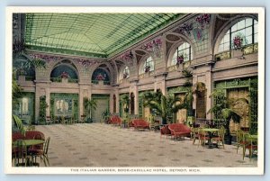 Detroit Michigan Postcard Italian Garden Book-Cadillac Hotel Lounge 1920 Vintage