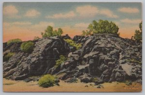 Linen~Volcanic Lava Rocks In Desert Flagstaff Arizona~Vintage Postcard