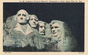 Postcard Mount Rushmore at Night South Dakota