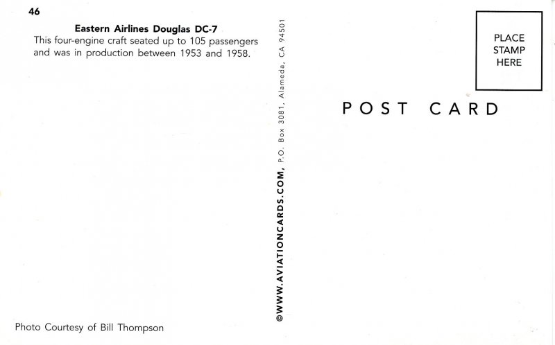 Eastern Airlines - Douglas DC-7   (aviationcards.com)