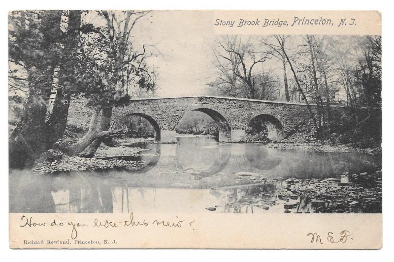 Princeton NJ Stony Brook Bridge 1905 Rotograph UDB Postcard Doremus Cancel