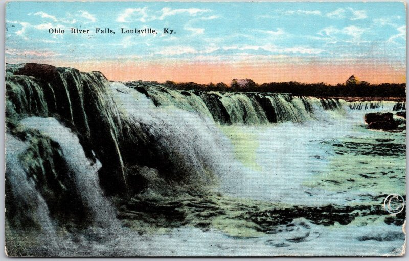 Louisville Kentucky KY, 1923 Ohio River, Waterfalls, Cascading Water, Postcard