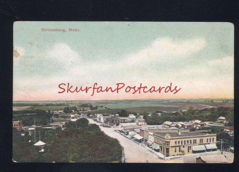 STROMSBURG NEBRASKA BIRDSEYE VIEW ANTIQUE VINTAGE POSTCARD CLOE PA.