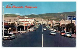 1950s/60s Avenida Del Mar Street View, San Clemente, CA Postcard