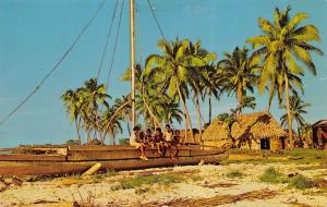 Fiji 1960s Postcard fijian Koro Takias Out-rigger canoe