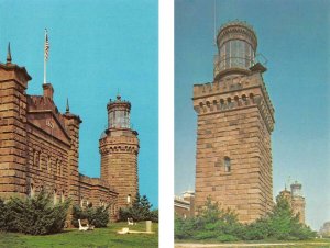 2~Postcards  HIGHLANDS, New Jersey NJ ~ NORTH TOWER TWIN LIGHT HOUSE & Close Up