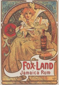 Fox Land Jamaica Bottle Of Old Rum Alcohol Advertising Postcard