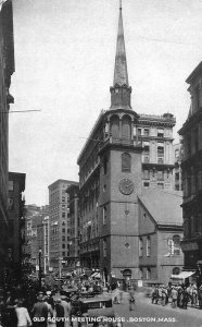 Boston MA Old South Meeting House Large Crowd Postcard