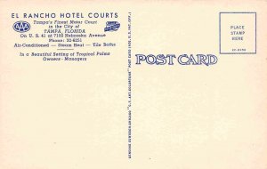 El Rancho Hotel Courts Tampa Florida linen postcard
