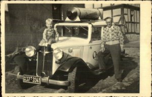 Chromglanz Metal Polish Giant Tube on Advertising Car Father & Son RPPC