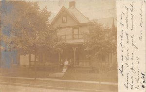 H72/ East Palestine Ohio RPPC Postcard c1910 Home Family Porch 40