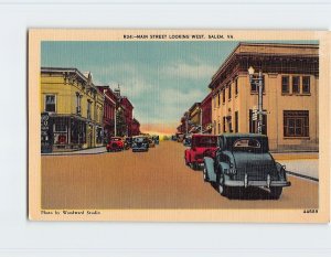 Postcard Main Street Looking West, Salem, Virginia