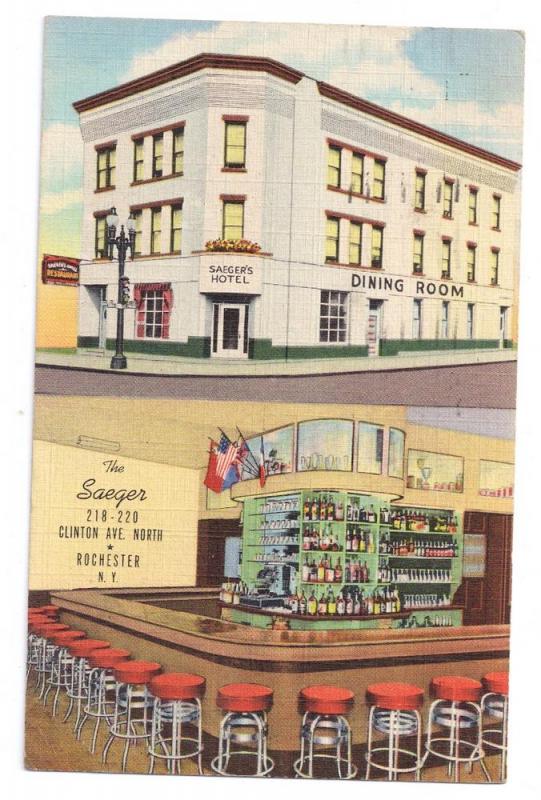 Saeger Hotel Rochester NY 1945 Curteich Linen Multiview