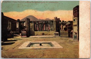 VINTAGE POSTCARD THE ALLESANDRO HOUSE RUINS AT POMPEI ITALY c. 1905-1910