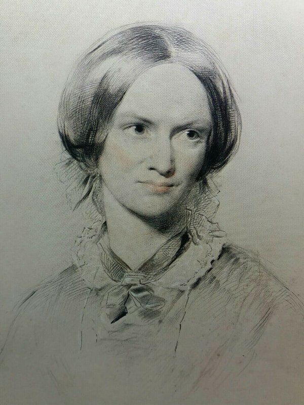 Vintage Portrait Postcard Charlotte Bronte 1816-55 drawing by G Richmond 1850