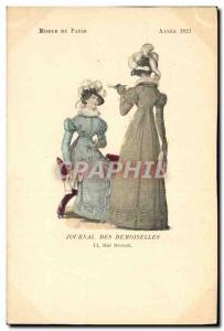 Postcard Old Fashion Headdress Journal Female damselflies Rue Drouot Year 1821