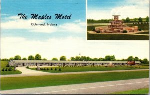 Linen Postcard The Maples Motel in Richmond, Indiana~132871