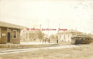 Depot, Missouri, Jefferson Barracks, RPPC, Street Car Trolley Railroad Station