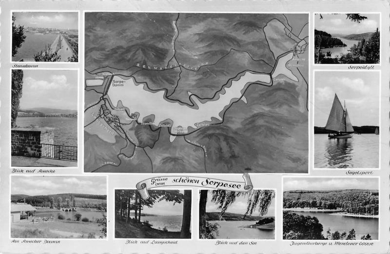 BG37821 grusse von schonen sorpesee map karten   germany