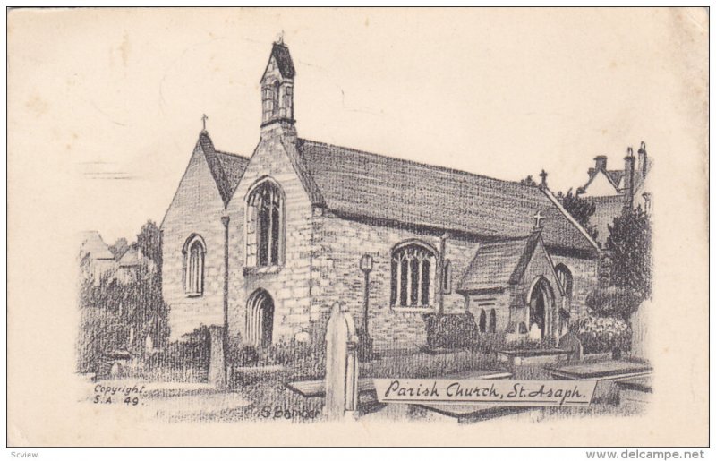 TUCK: ST. ASAPH, Denbighshire, Wales, United Kingdom; Parish Church, PU-1948