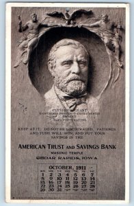 Cedar Rapids Iowa IA Postcard American Trust Savings Bank Ulysses S. Grant 1910