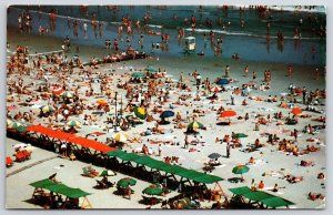 Beach Scene Atlantic City New Jersey NJ Ocean Bathing Crowd Swimming Postcard