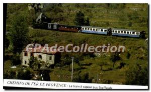 Postcard Modern Way of Iron Provence Train steam locomotive with Scaffarels k...