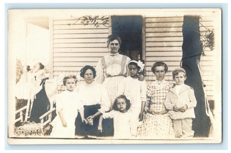 c1910 Grandma Ladies & Children Victorian Clothes Antique RPPC Photo Postcard 