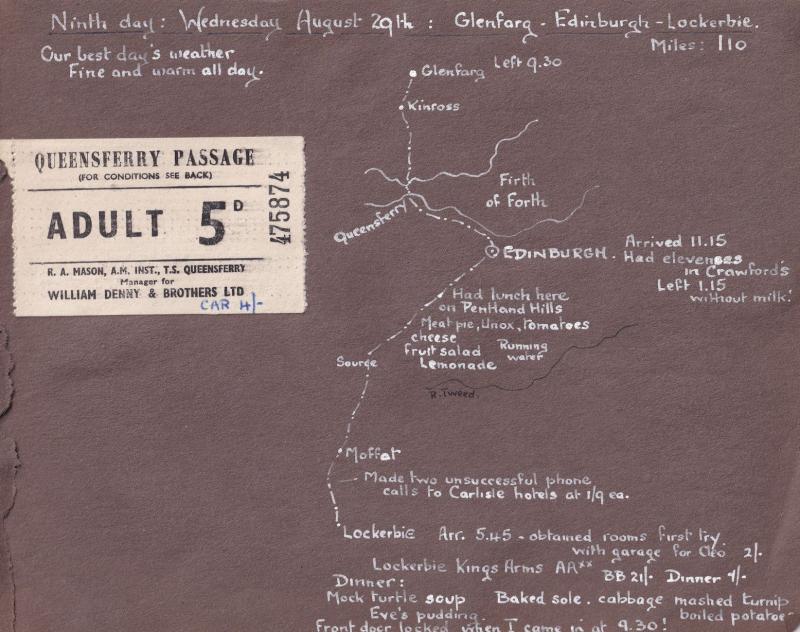 Queensferry Passage Lockerbie Edinburgh Map Travel Ticket 1953 & Photo s