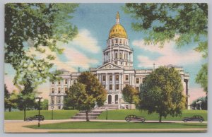 Denver Colorado~State Capitol Building~PM 1936~Linen Vintage Postcard