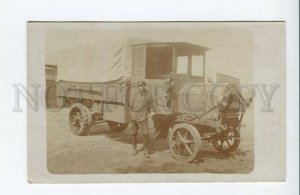 424493 WWI GERMANY soldier near CAR tent truck Vintage photo postcard