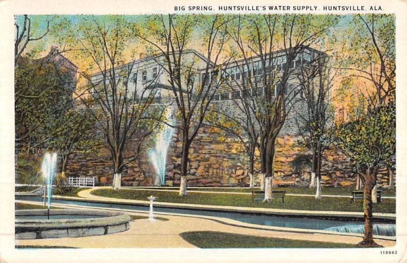 Huntsville Albama Water Supply Big Spring Antique Postcard K50094