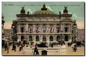 Paris Old Postcard L & # 39Opera and Metro station