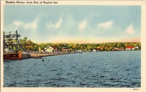 Naples Maine Bay Inn Vintage Linen Postcard Cancel Cancel 1c Stamp WOB Vintage 