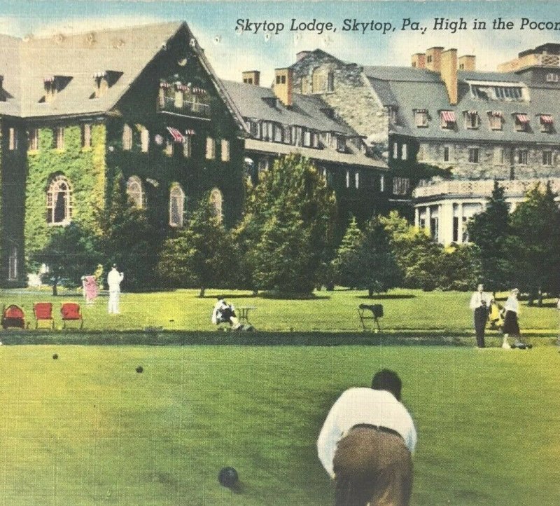 Postcard Poconos Skytop PA Skytop Lodge Vintage Lawn Games Croquet  Posted