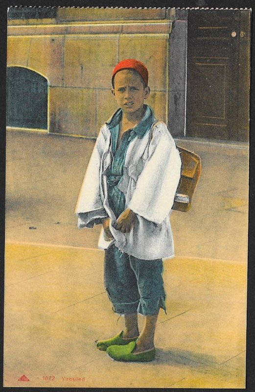 Boy with Pack Stopped on Street EGYPT Unused c1910s