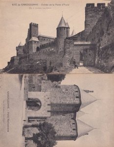 Posh Man Ite de Carcassonne Entree de la Porte d Aude French 2x Postcard